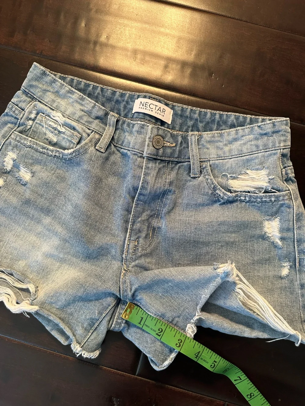 Nectar Premium Denim Raw Hem Light Blue Denim Shorts Small